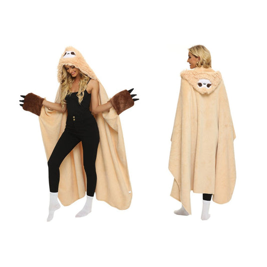 Wearable Fluffy Sloth Hooded Blanket