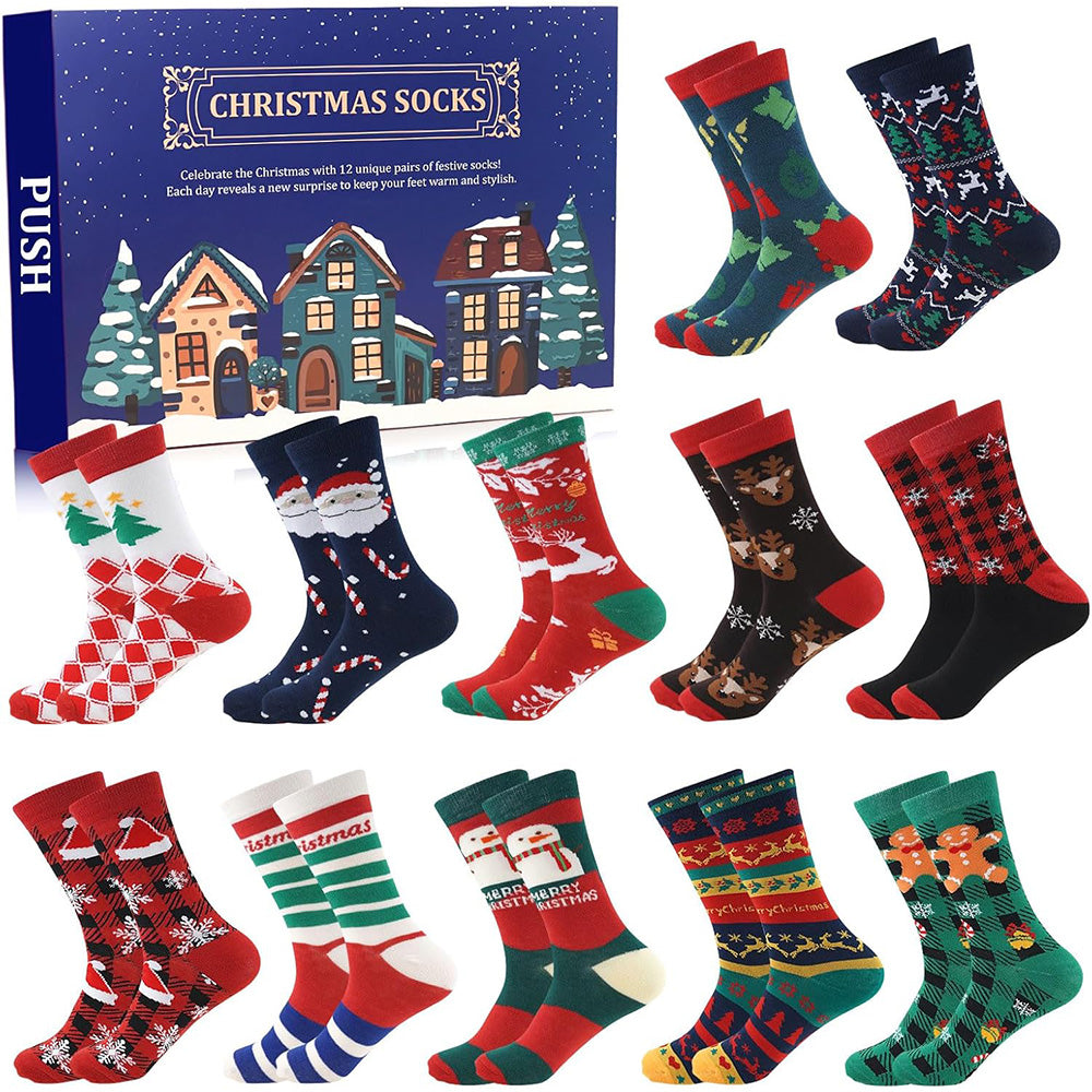 12 Pairs Christmas Sock Advent Calendar 24 Days Countdown Calendar