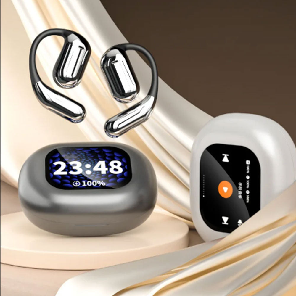 Wireless Open Ear Earbuds With LCD Touchscreen Bluetooth 5.4 Over The Ear Earbuds