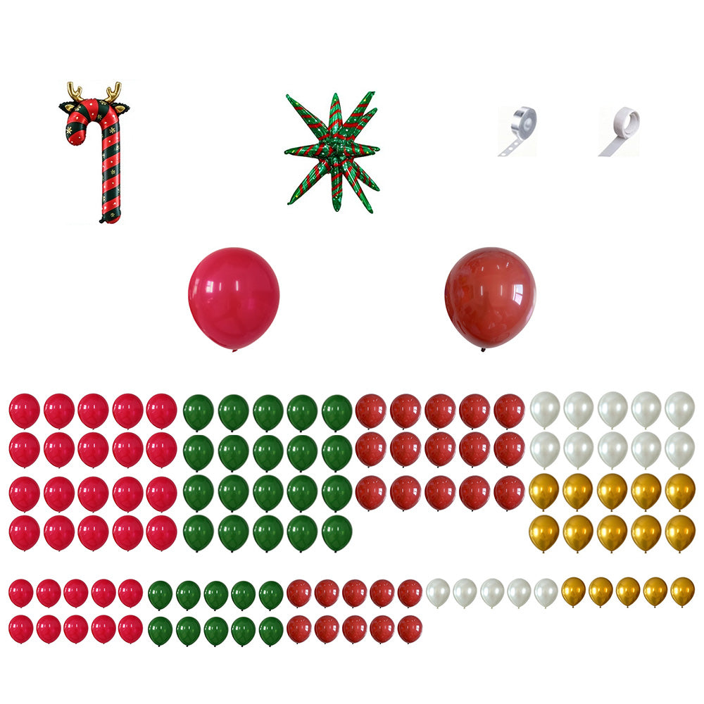 114 Pcs Christmas Balloon Arch Garland Kit with Red Green Foil Balloons