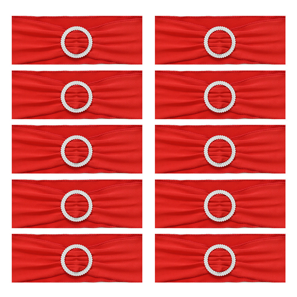 10Pcs Elastic Chair Sashes Bows with Buckle Spandex Chair Bands for Weddings Parties Meetings