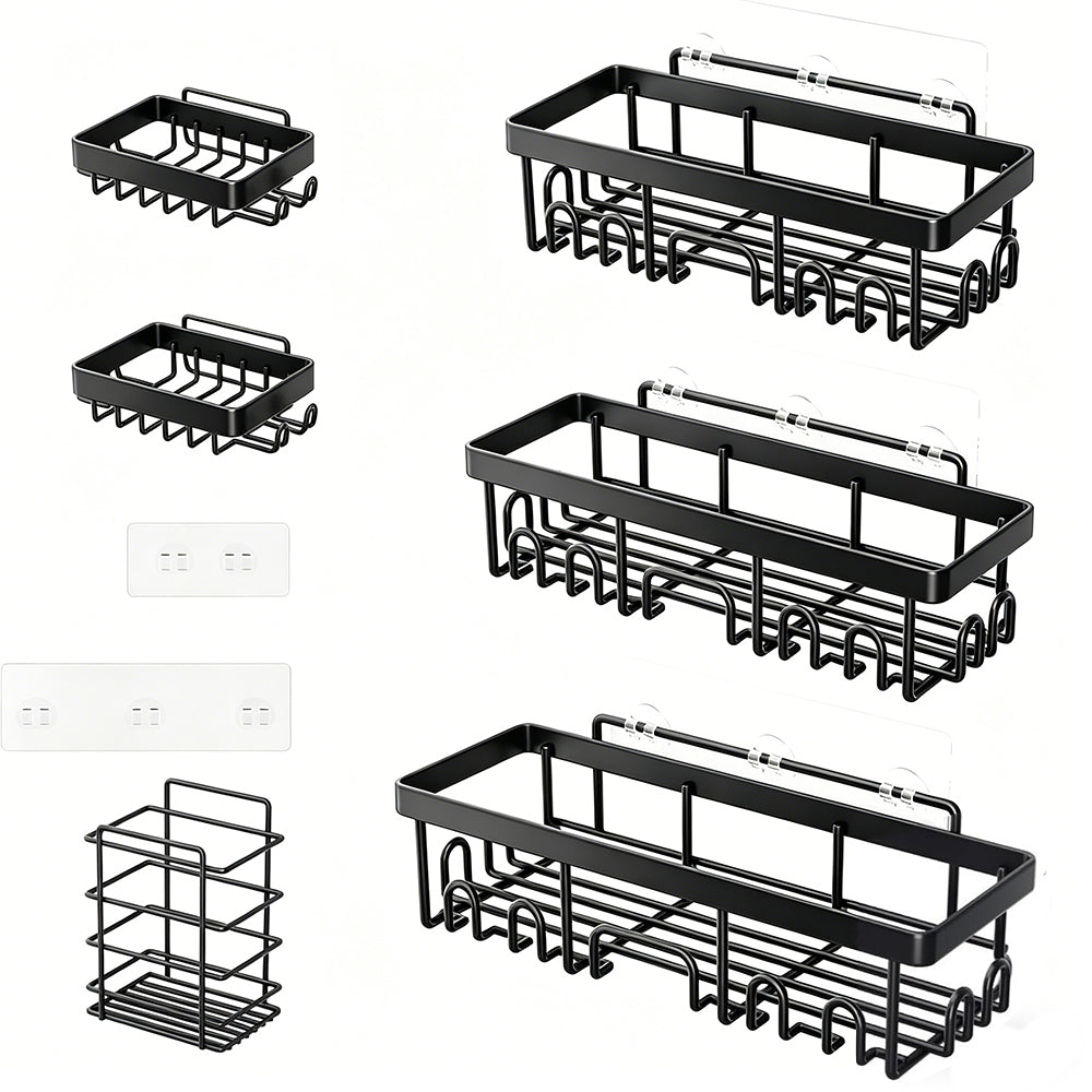 Shower Caddy 6-Pack Advanced Rustproof Design No Drilling Adhesive Shelves with Soap Holder