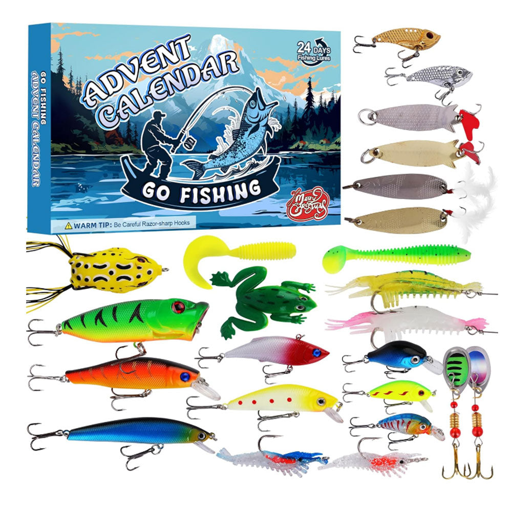 24 Days Christmas Countdown Fish Tackle Set Christmas Advent Calendar Fishing Lures Set