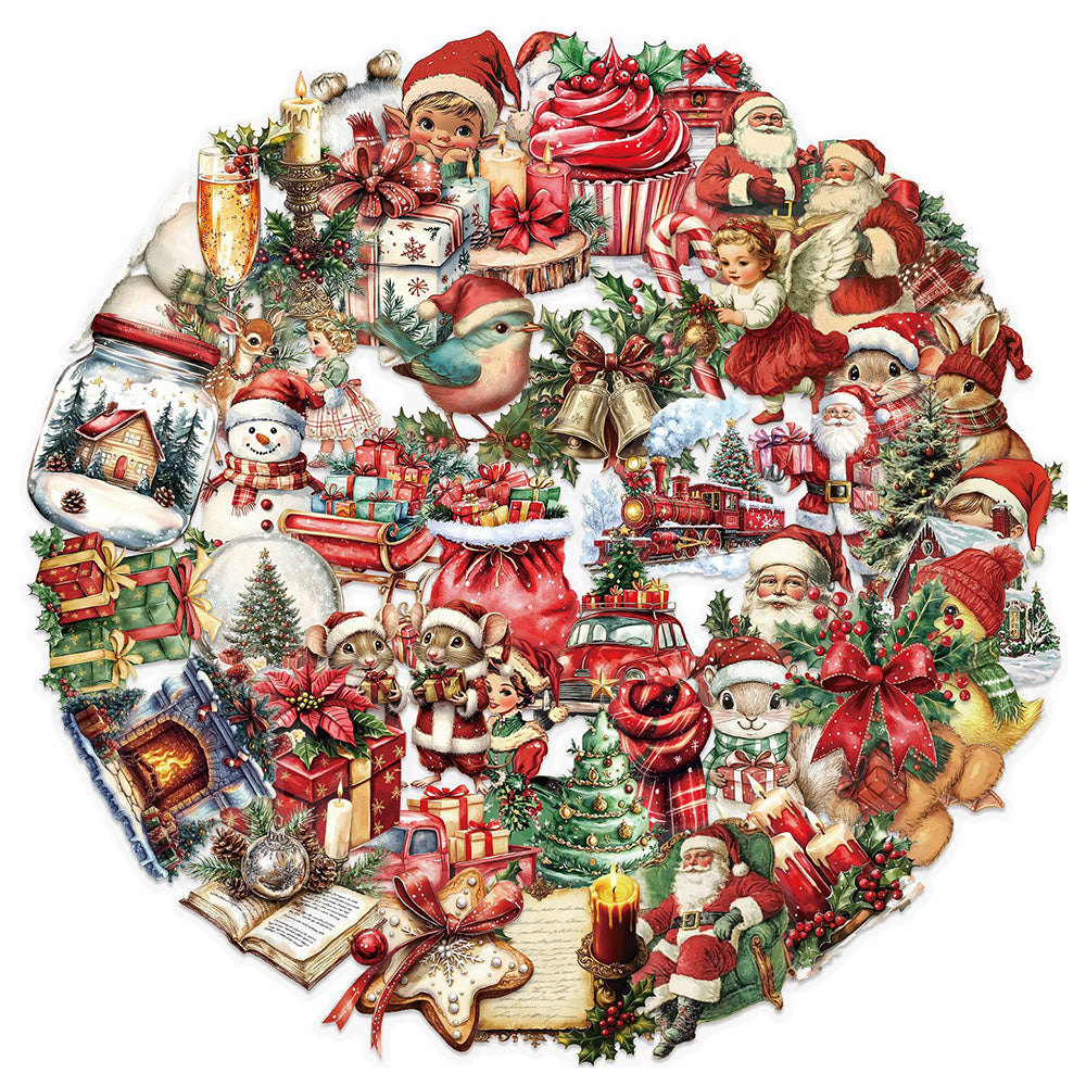 50 Pack Vintage Waterproof Christmas Stickers for DIY Crafts