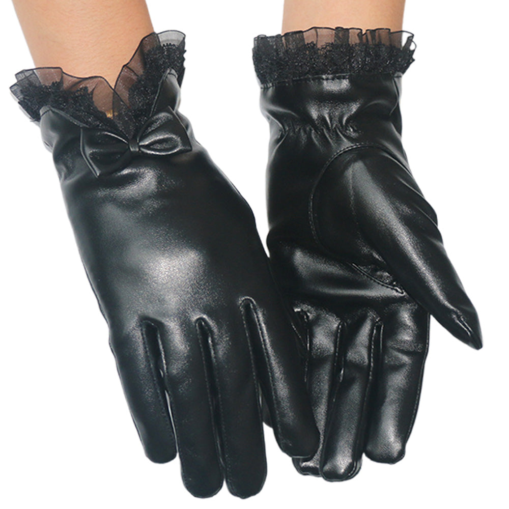 Womens Winter PU Leather Touchscreen Gloves Texting Warm Driving Gloves
