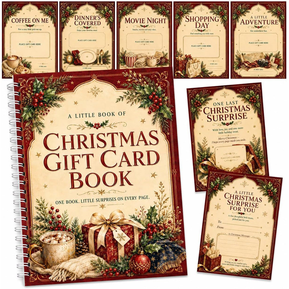 DIY Christmas Gift Card Book with Spiral Binding and Handwritten Notes