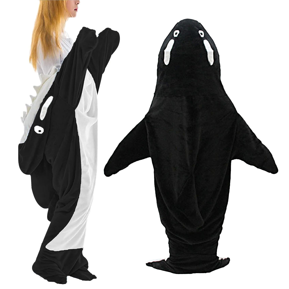 Wearable Whale Blanket Hoodie Onesie Sleeping Bag for Adult