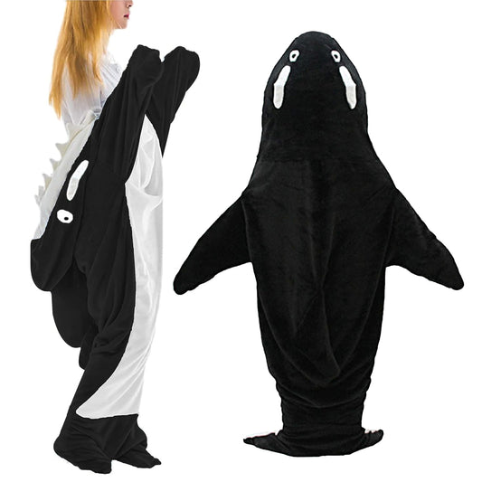 Wearable Whale Blanket Hoodie Onesie Sleeping Bag for Adult