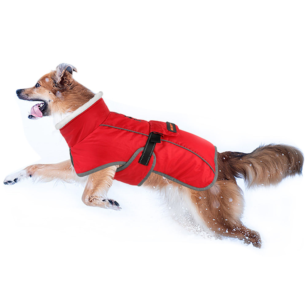 Winter Dog Coat-Waterproof Cold Weather Jacket for Small Large Breeds-Red