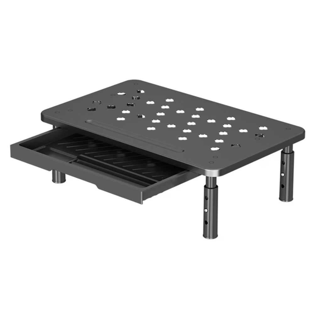 Adjustable Monitor Stand Riser with Drawer Storage Metal Desk Organizer