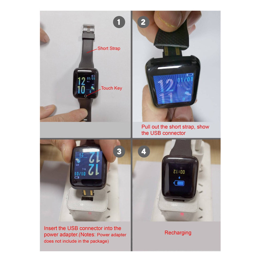 2Pcs 116plus Waterproof Smart Watch Sports Tracker with Heart Rate Monitor
