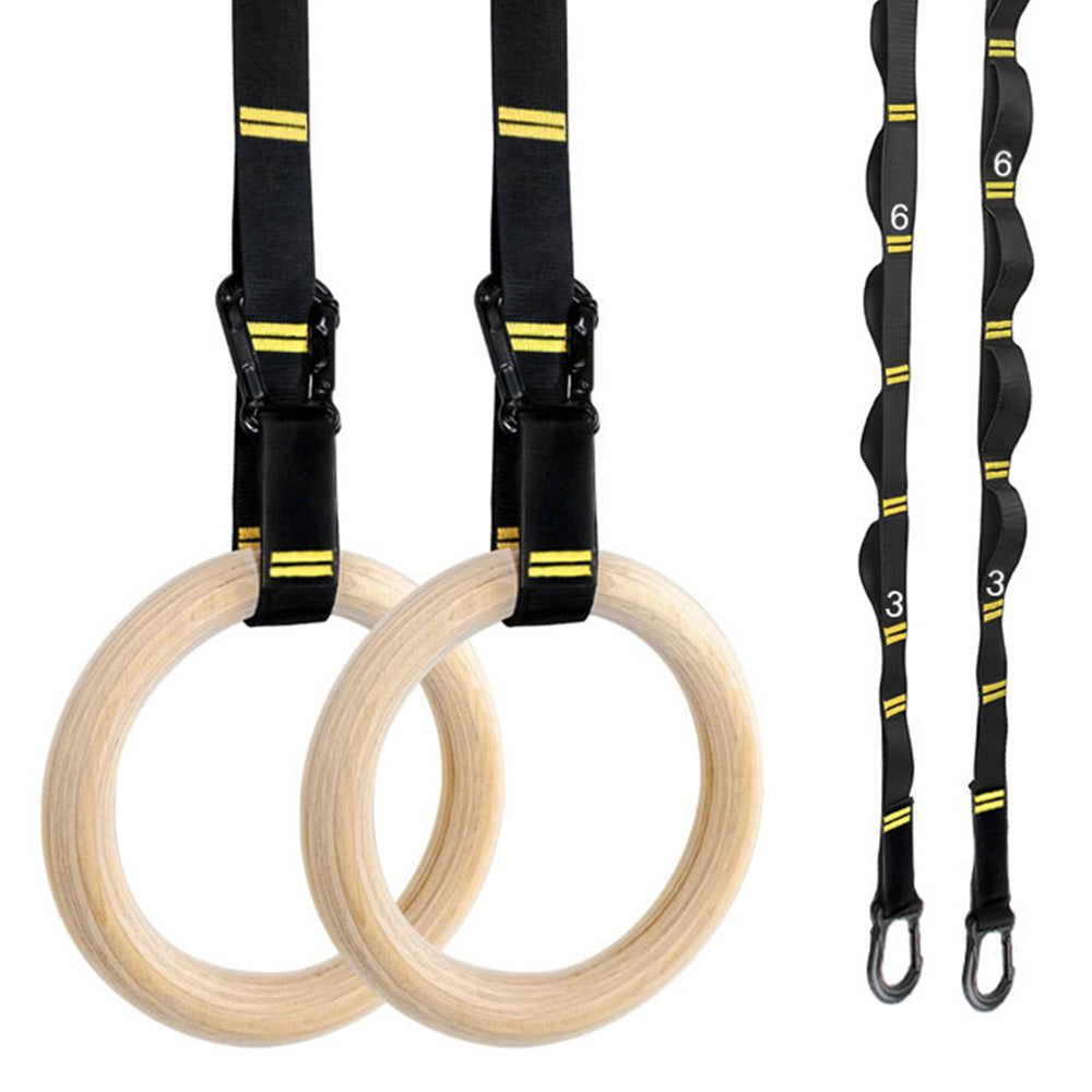 Wooden Gymnastic Rings Set Adjustable Fitness Rings for Home Workouts