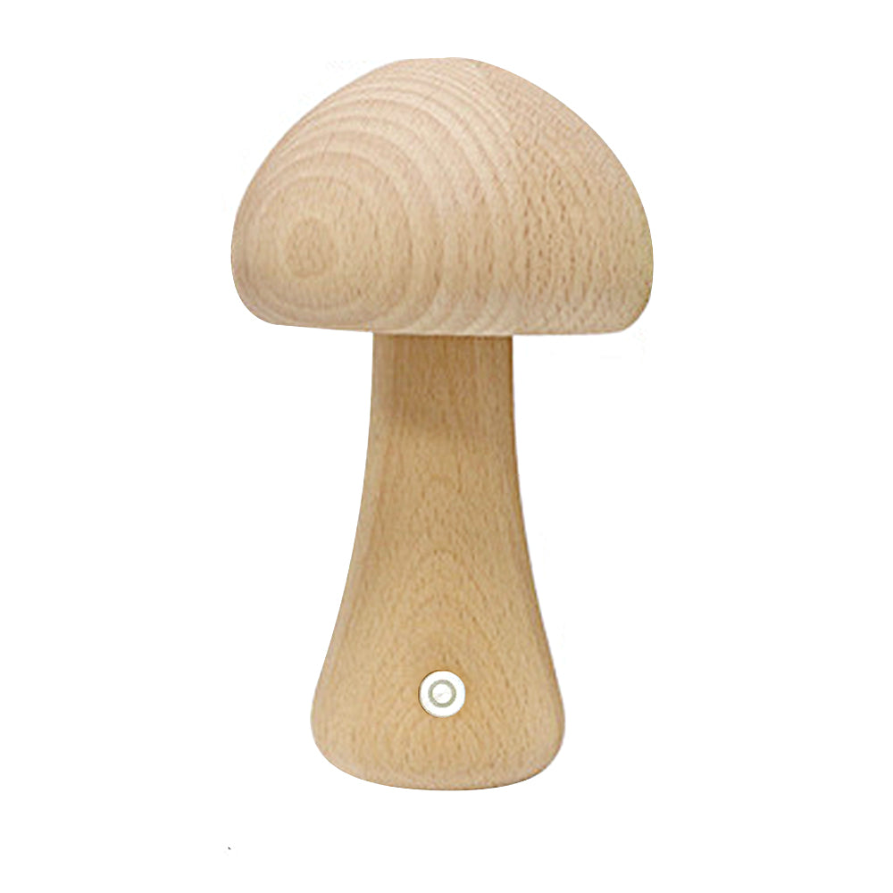 Wooden Mushroom Rechargeable Battery Operated Lamp with Stepless Dimming