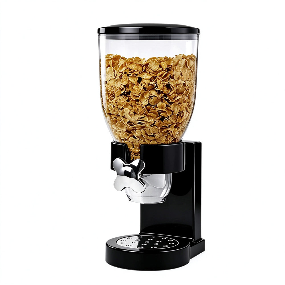 Rotating Grain Storage Dispenser with Sealed Lid and Removable Tray