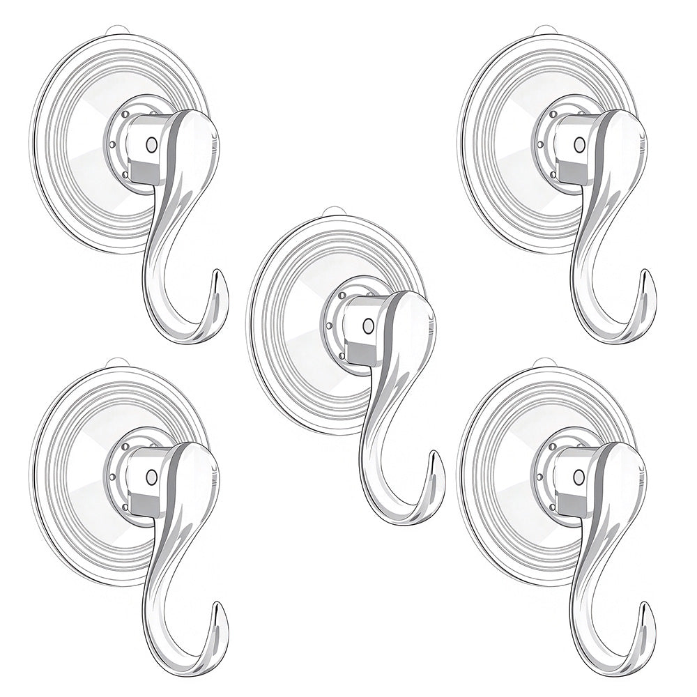 5 Clear Suction Cup Christmas Wreath Hooks for Window and Tile Decor