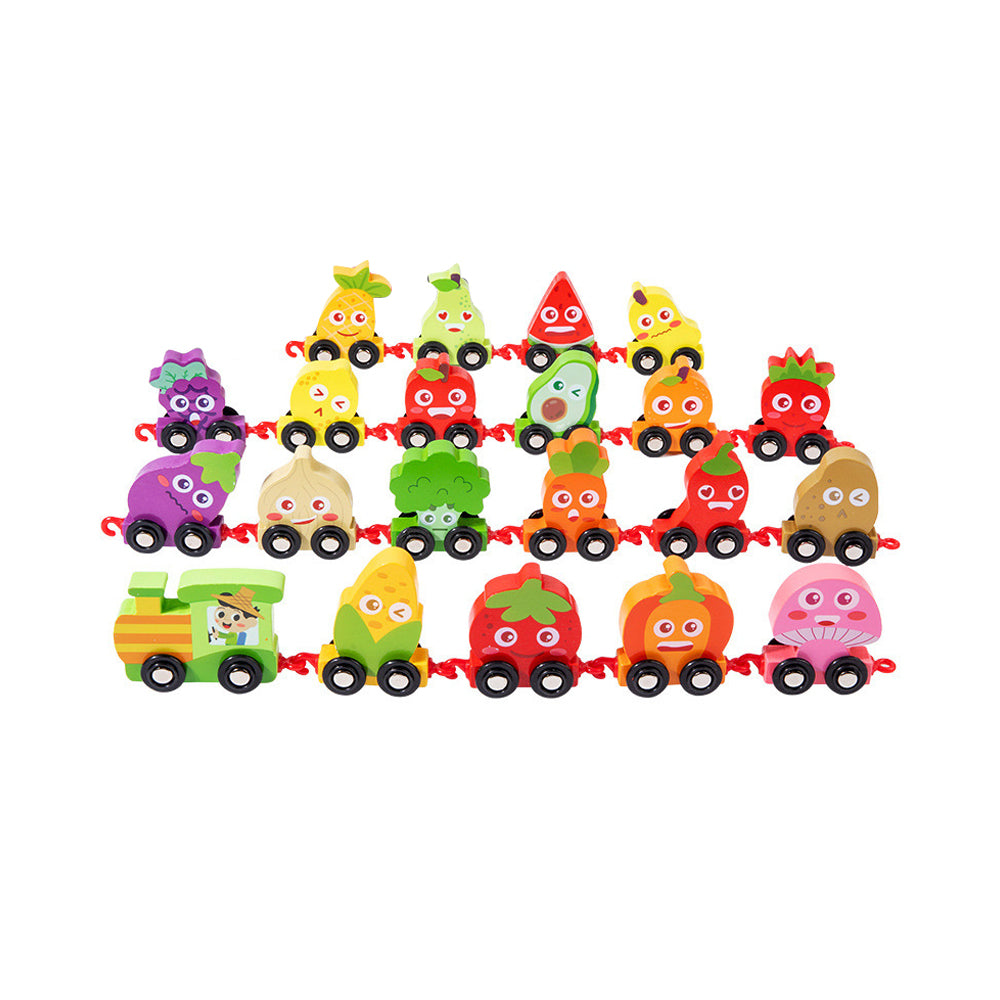 Wooden Number Train Toy Set Early Educational Toys-Fruit and Vegetable