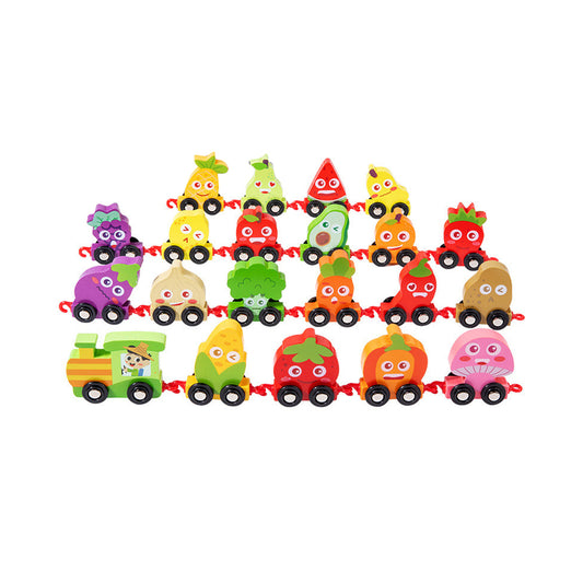Wooden Number Train Toy Set Early Educational Toys-Fruit and Vegetable
