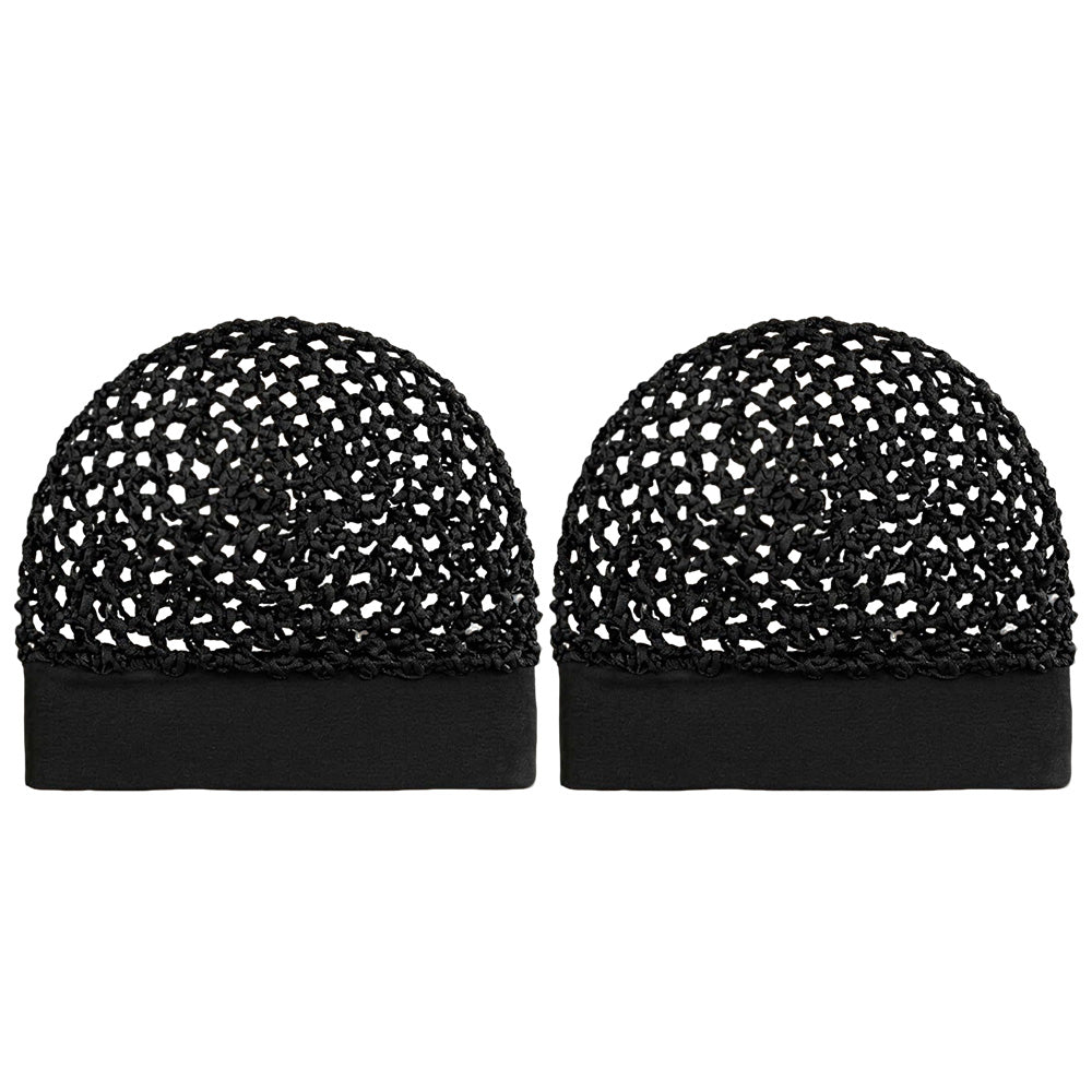 2 Pack Rolled Edge Crochet Mesh Sleep Hair Bonnet Caps