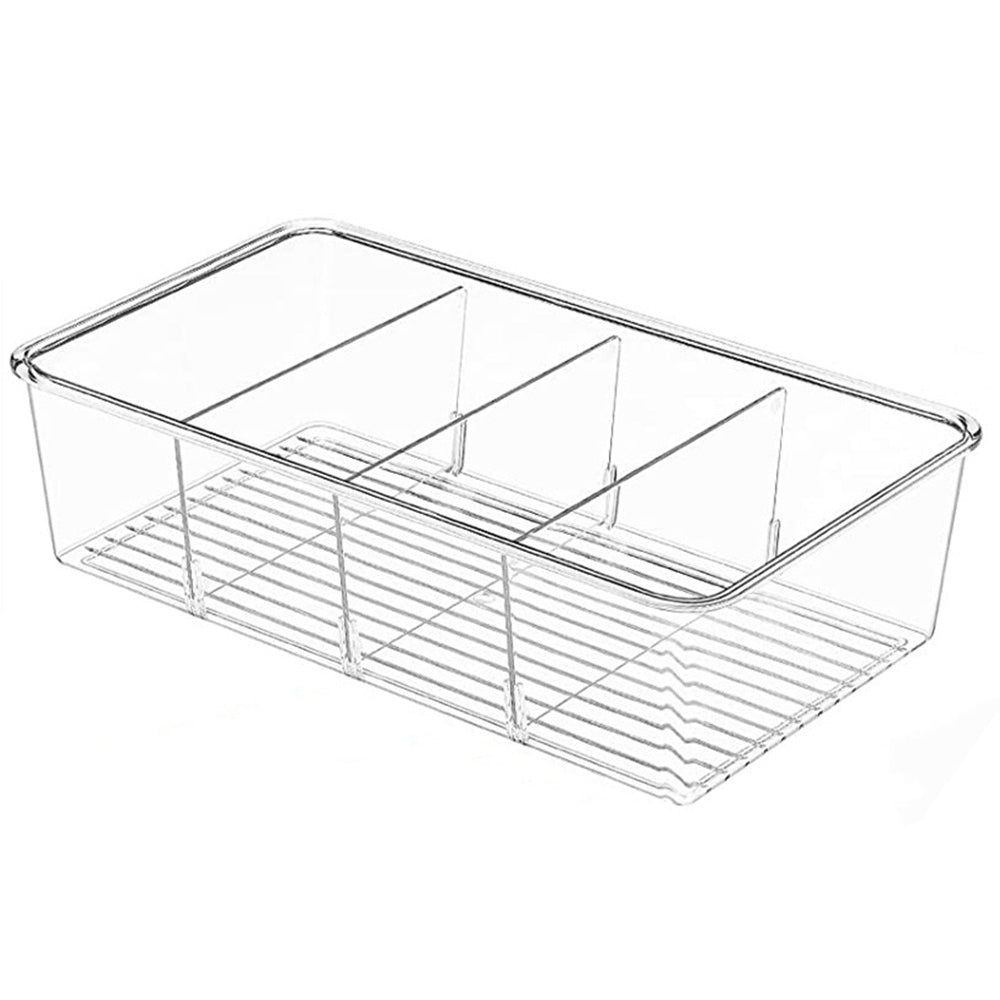 3Pcs Food Storage Organizer Bins Divided 4Parts Kitchen Pantry Fridge Organizers