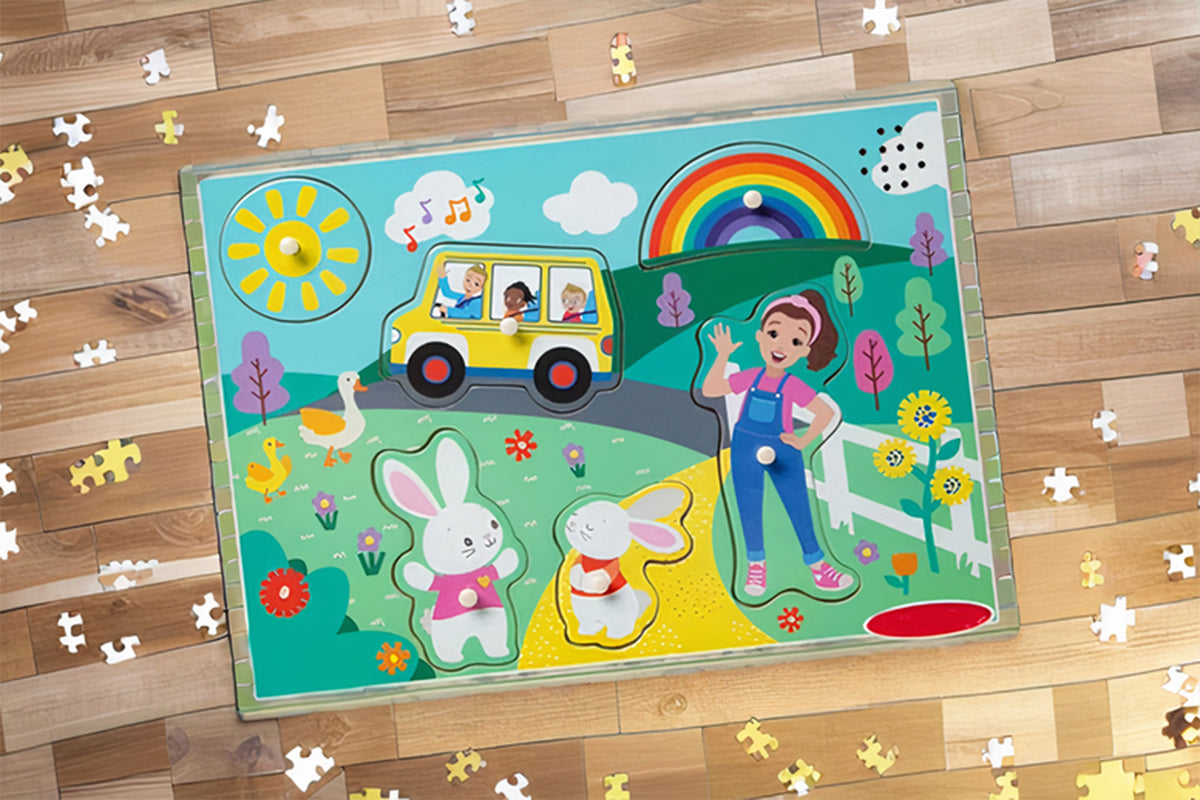 Ms. Rachel-Inspired Wooden Song Peg Puzzle Toy
