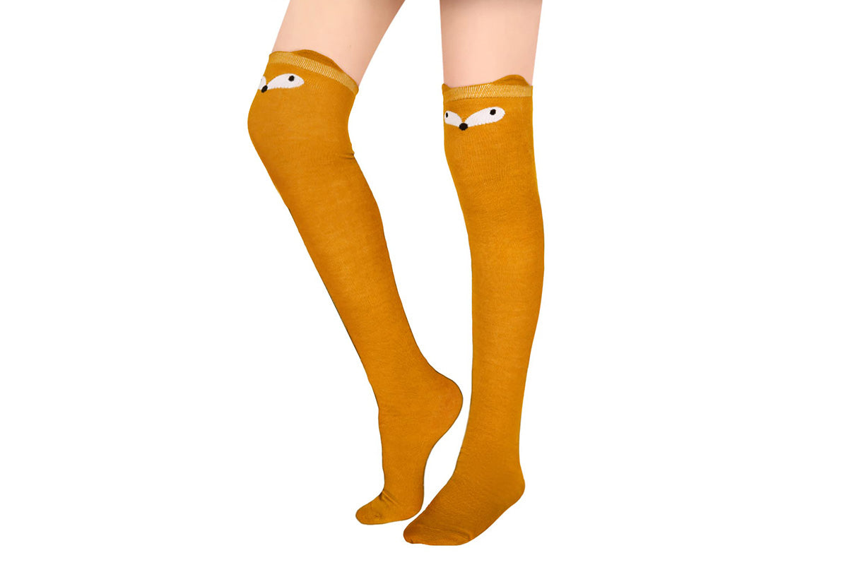 Women Lady Thigh High Stockings Warm Over Knee Socks Cat Design Long Socks