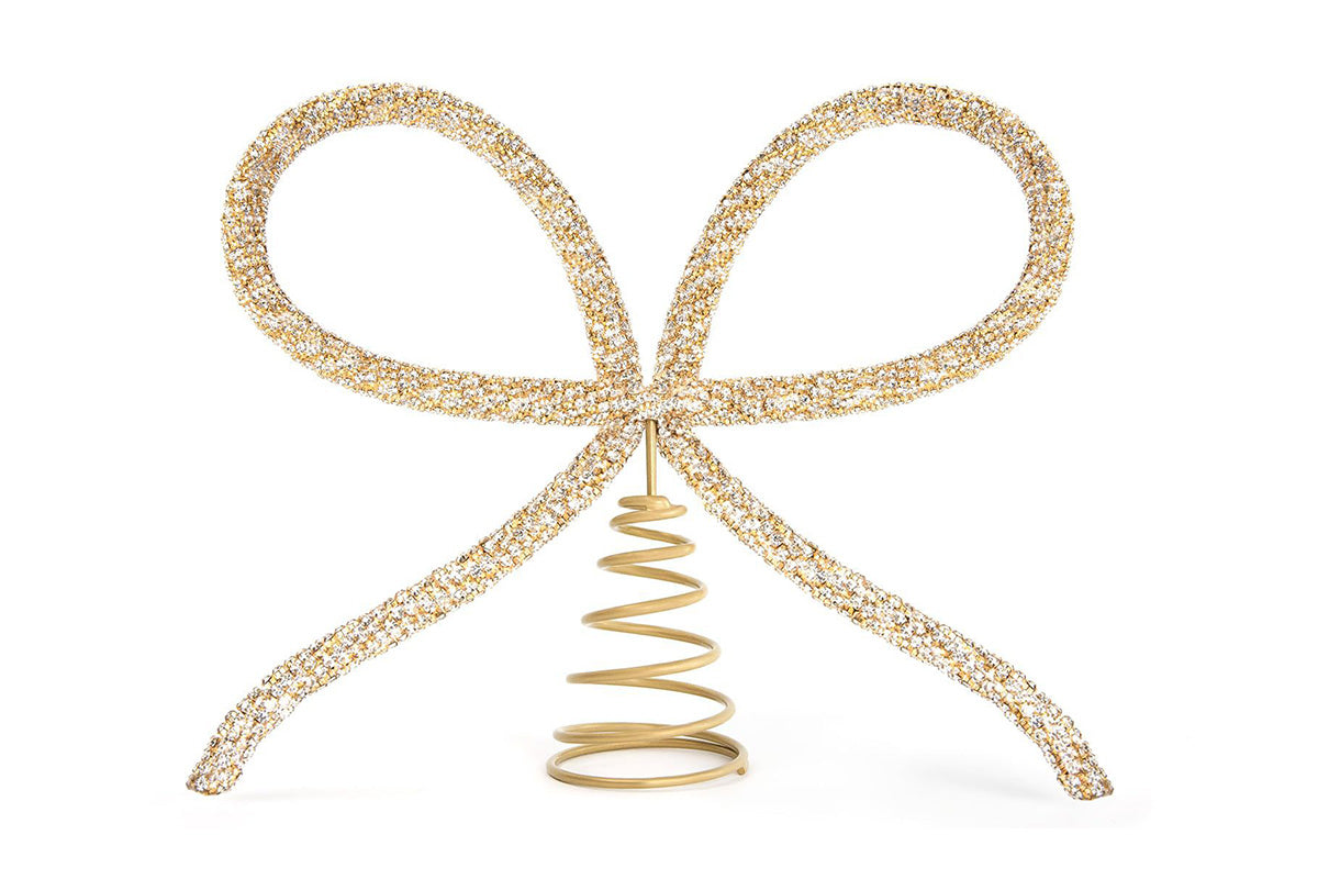 Sparkling Christmas Tree Top Bow for Holiday Decoration