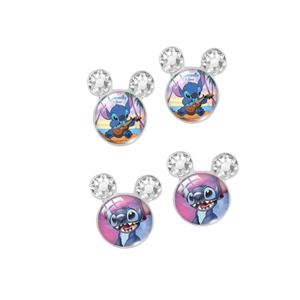 2 Pairs Stitch & Lilo Inspired Faux Crystal Earrings