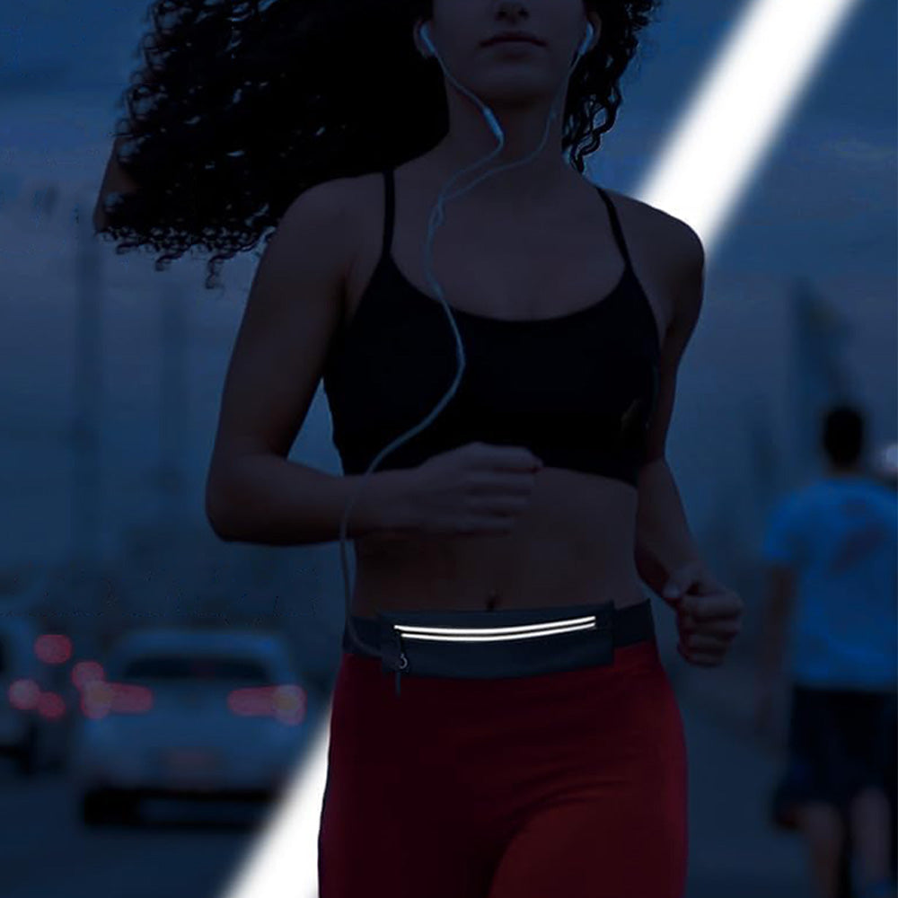 Unisex Running Waist Pack - Adjustable Waterproof Fitness Belt with Reflective Strips