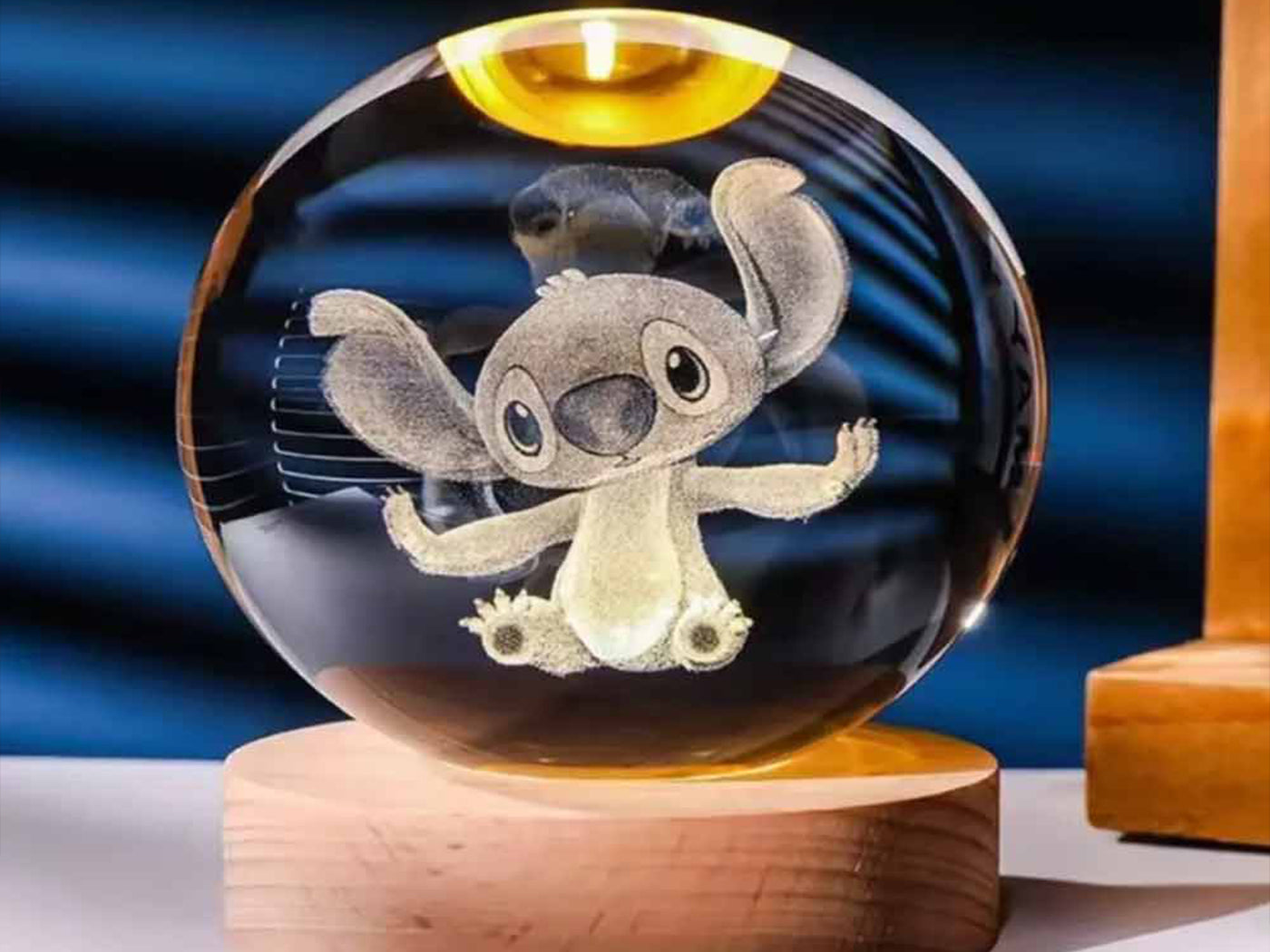 Stitch Inspired Laser Carving 3D Crystal Ball Night Light