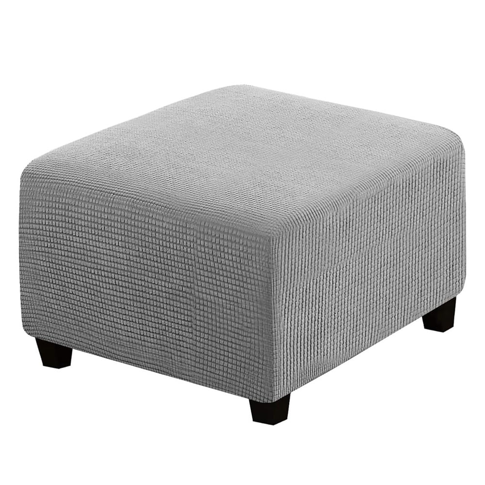 Elastic Jacquard Footrest Cover with Textured Stripes and Elastic Strap-Light Grey
