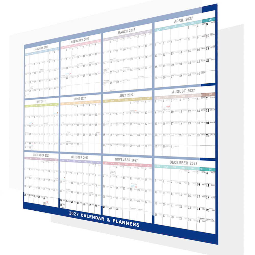 2027 Double Sided Dry Erase Wall Planner Calendar 88 x 59cm
