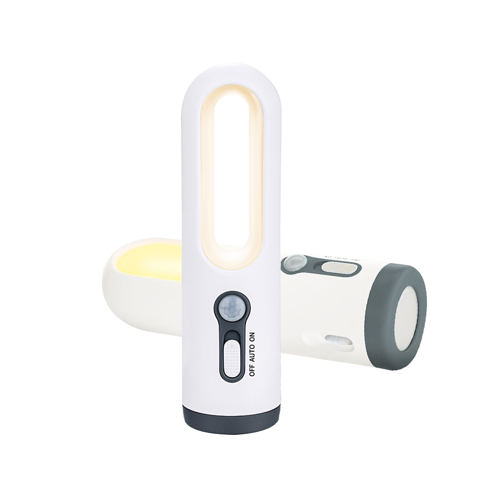 2Pcs Rechargeable Motion Sensor LED Night Light with Portable Flashlight