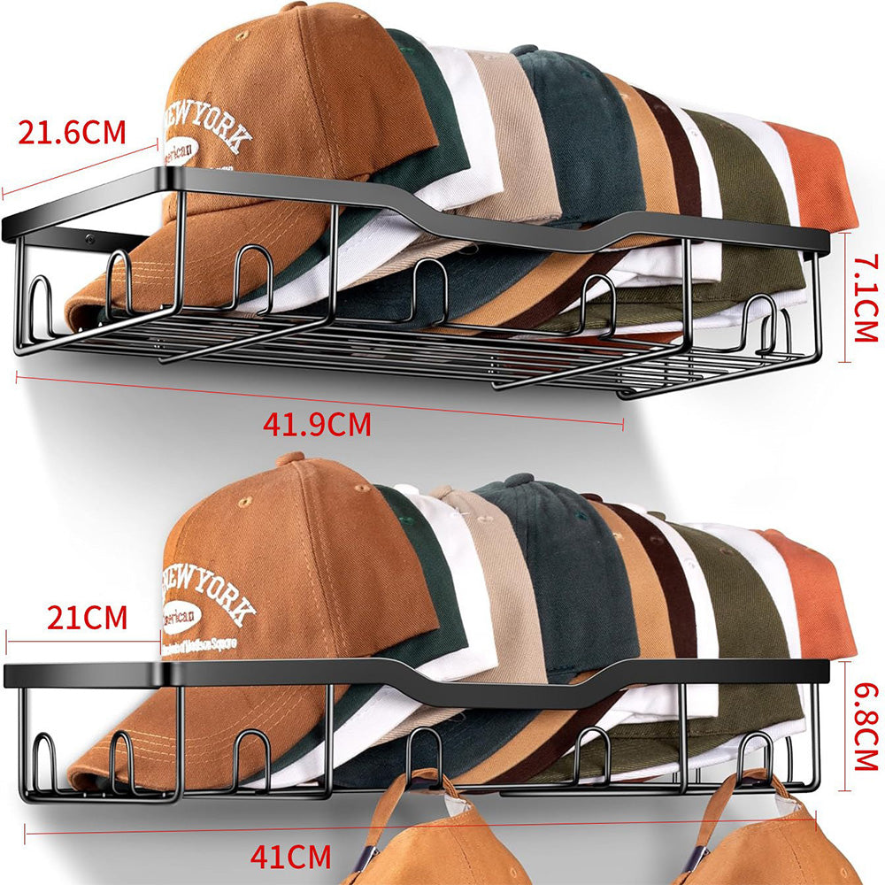 2Pcs Metal Hat Racks for Baseball Caps Wall Hat Organizer Wall Mounted Caps Holder