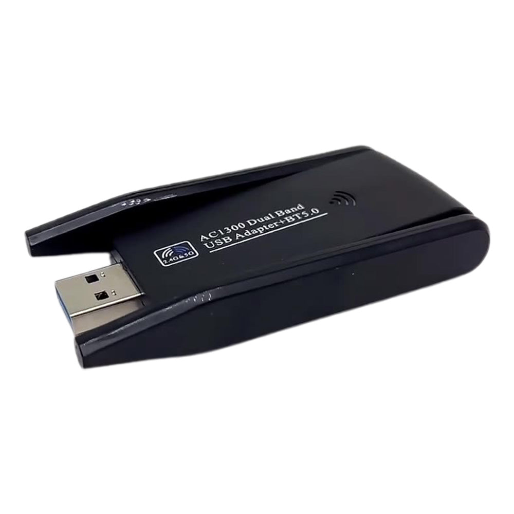 WiFi Wireless Adapter with Bluetooth 5.0 Dual Band 1300Mbps USB 3.0 for PC and Mac