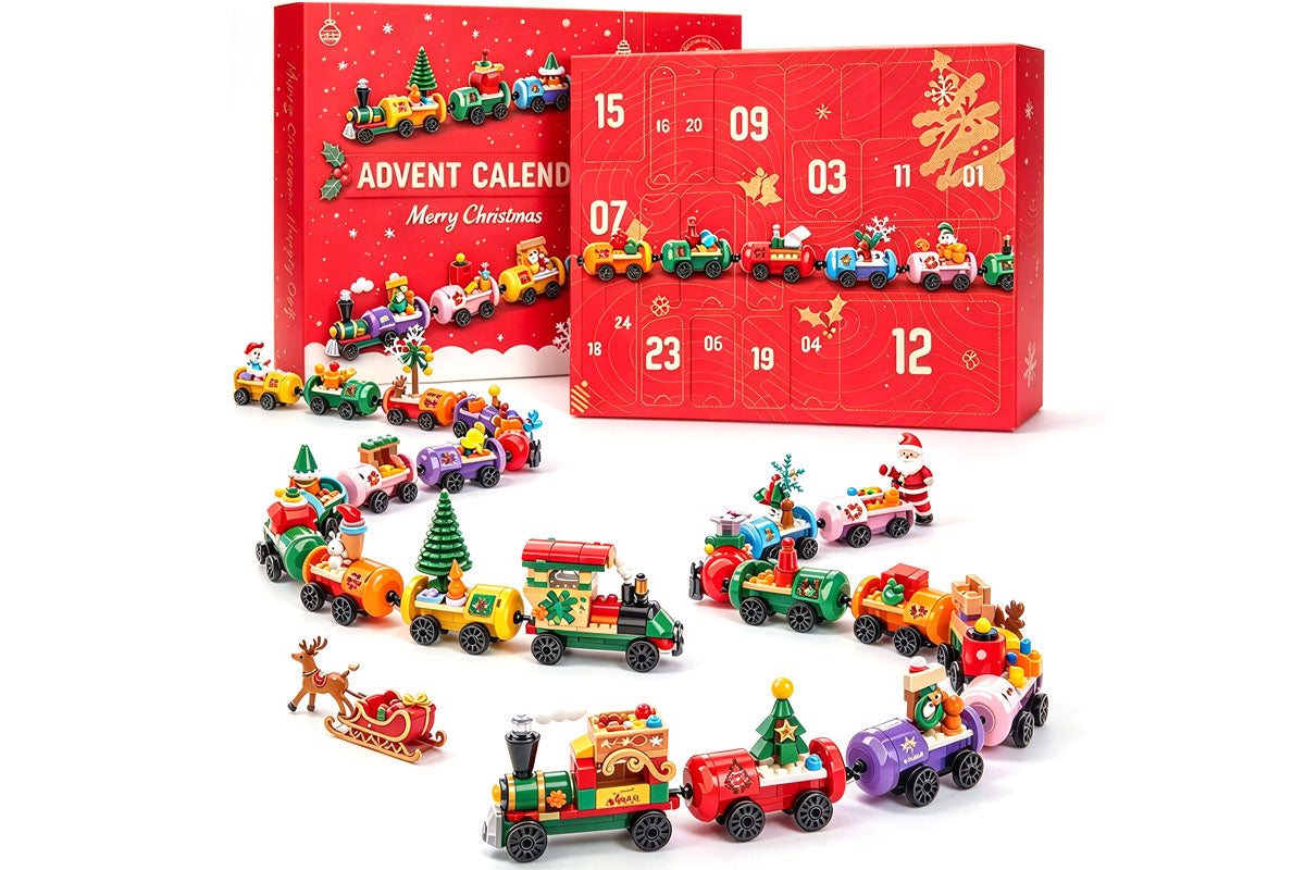904Pcs Christmas Train Advent Calendar 24 Days Building Blocks Toy Set