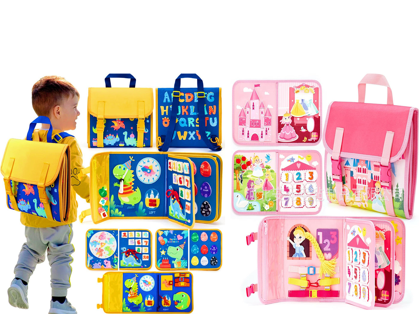 Montessori Busy Board Backpack Sensory Learning Portable Educational Activity Toy for Kids