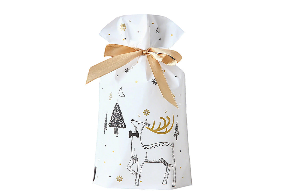 50Pcs Christmas Candy Treat Bags Gift Wrapping Drawstring Bags for Holiday Party