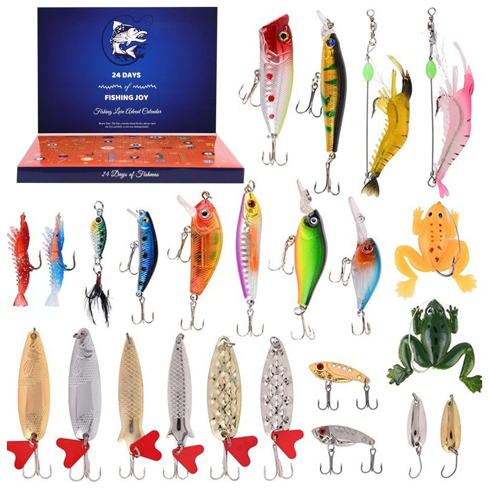 Fishing Lure Advent Calendar Christmas Countdown 24 Days Fishing Baits Set