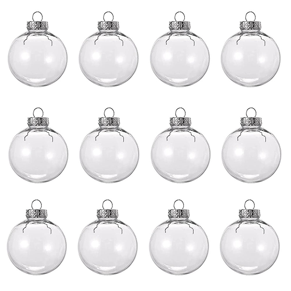 12 Clear 8cm PET Fillable Shatter Resistant Christmas Ornament Balls