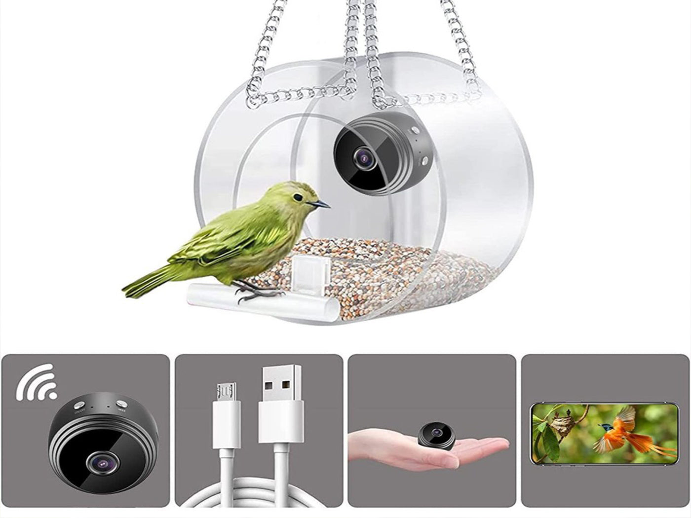 Smart WiFi Bird Feeder with 720P Camera for Real-Time Monitoring