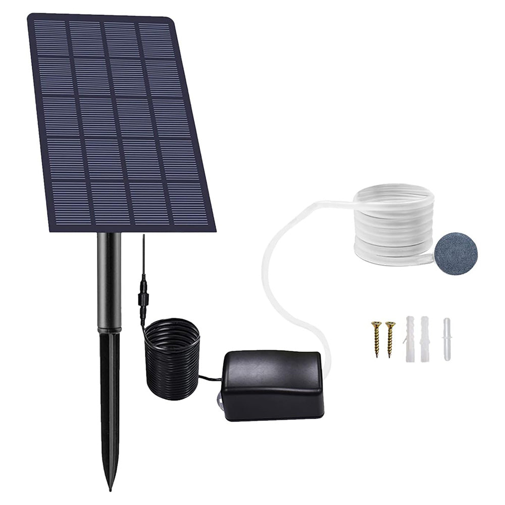 Solar Powered Oxygen Aerator Pump with Air Stone and Ground Stake for Pond Pool and Aquarium