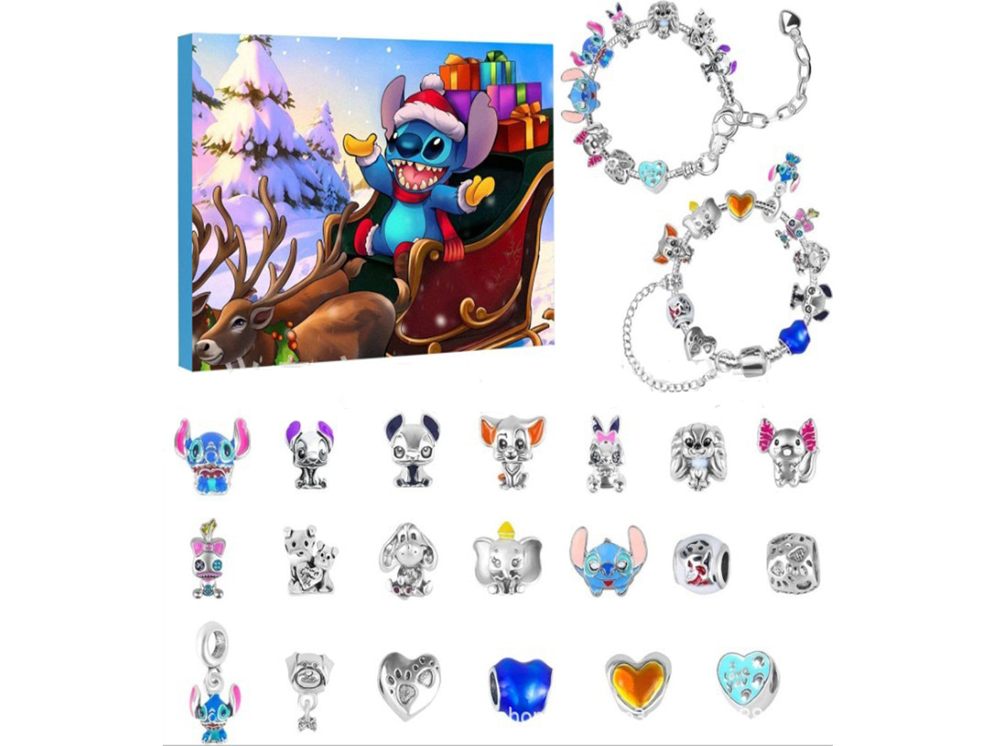 Stitch Inspired Charm Jewelry DIY Bracelets Set Christmas Advent Calendar