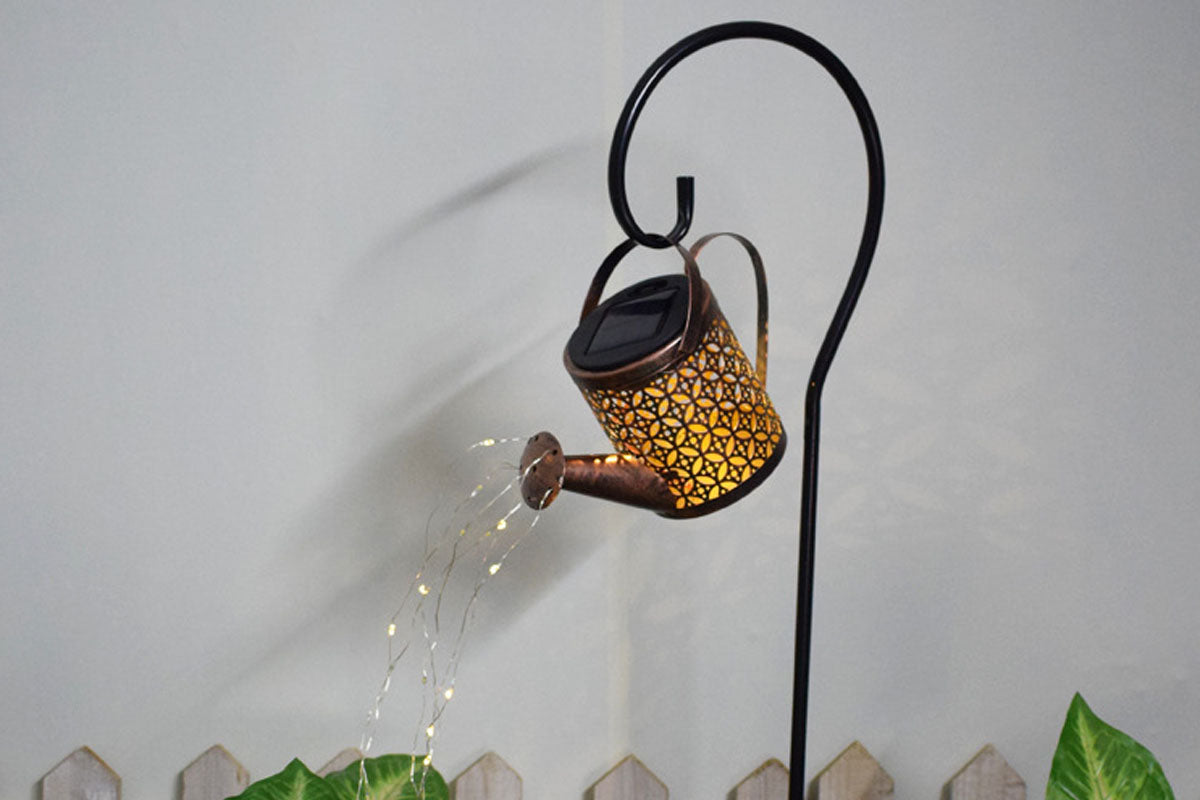 Solar Lights Outdoor Decorative Metal Solar Watering Can Lights Small Hanging Garden Decor Yard Lights