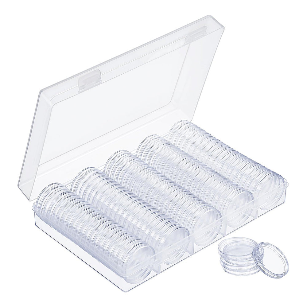 100Pcs 30mm Coin Capsules with EVA Foam Inserts for Coin Collection