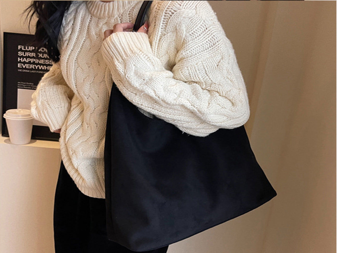 Women's Faux Suede Vintage Tote Hobo Handbag with A Purse