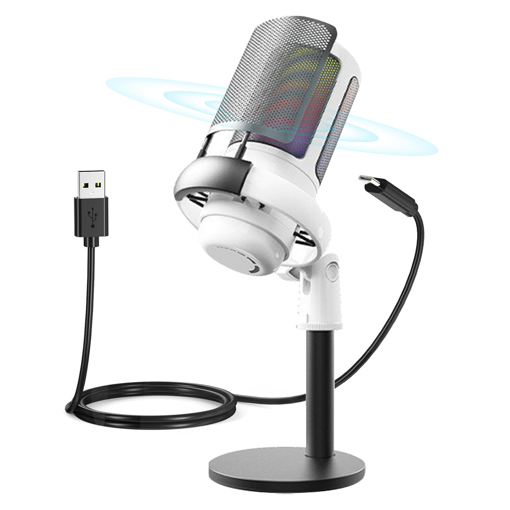 USB Gaming Condenser Microphone with RGB Light for Recording Streaming