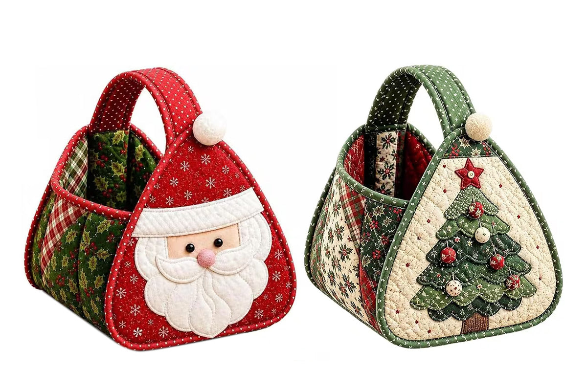 DIY Christmas Patchwork Basket Sewing Kit Fabric Quilting Craft Kit