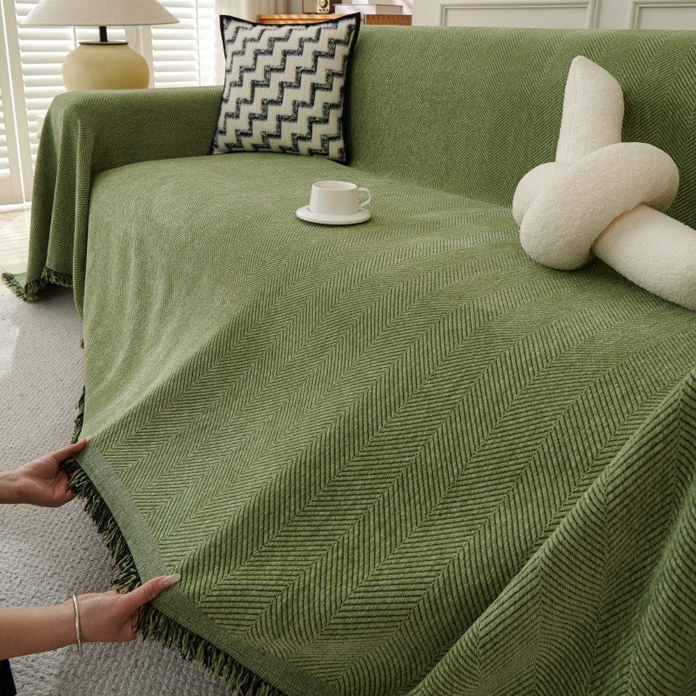 Sofa Throw Rug Cover Large Blanket for Couch Furniture Protector-Green