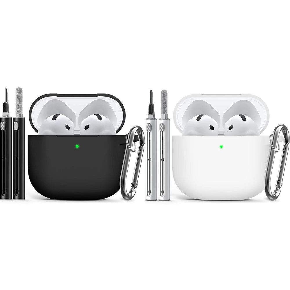 Compatible with Apple Airpods 4 Silicone Full Case Keychain and Cleaner Kit