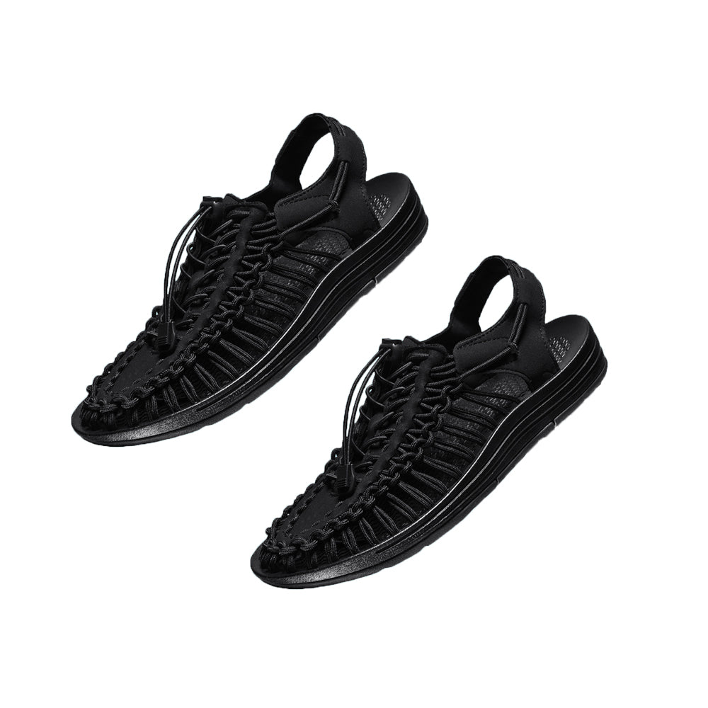Men Summer Cut Out Lace-Up Front Sandals Outdoor Beach Walking Sandals Shoes